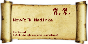 Novák Nadinka névjegykártya